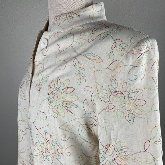 Koret Linen Blend Button Down Top EUC - Picture 5 of 11